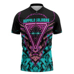 Buffalo Soldiers 9th Cavalry Regiment Zipper Polo Shirt Cyberpunk Synthwave Neon Futuristic Graphic Art