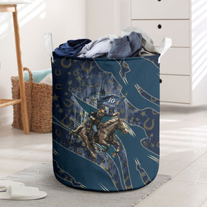 Buffalo Soldiers 10th Cavalry Regiment Ride Or Die Laundry Basket Patriotic Military Heritage Distressed City Skyline Graphic Art