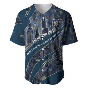 Buffalo Soldiers 10th Cavalry Regiment Ride Or Die Baseball Jersey Patriotic Military Heritage Distressed City Skyline Graphic Art