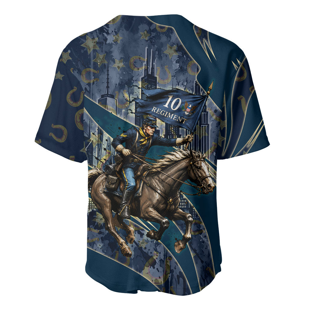 Buffalo Soldiers 10th Cavalry Regiment Ride Or Die Baseball Jersey Patriotic Military Heritage Distressed City Skyline Graphic Art