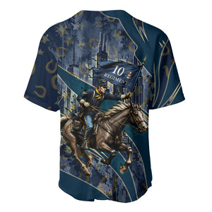 Buffalo Soldiers 10th Cavalry Regiment Ride Or Die Baseball Jersey Patriotic Military Heritage Distressed City Skyline Graphic Art
