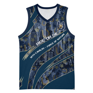 Buffalo Soldiers 10th Cavalry Regiment Ride Or Die Basketball Jersey Patriotic Military Heritage Distressed City Skyline Graphic Art