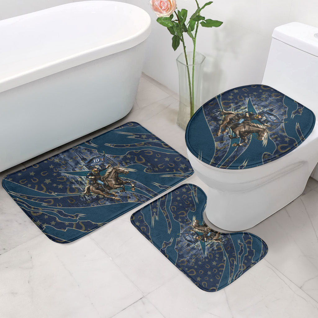 Buffalo Soldiers 10th Cavalry Regiment Ride Or Die Bathroom Set Patriotic Military Heritage Distressed City Skyline Graphic Art