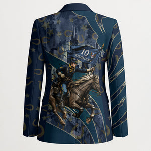 Buffalo Soldiers 10th Cavalry Regiment Ride Or Die Blazer Patriotic Military Heritage Distressed City Skyline Graphic Art