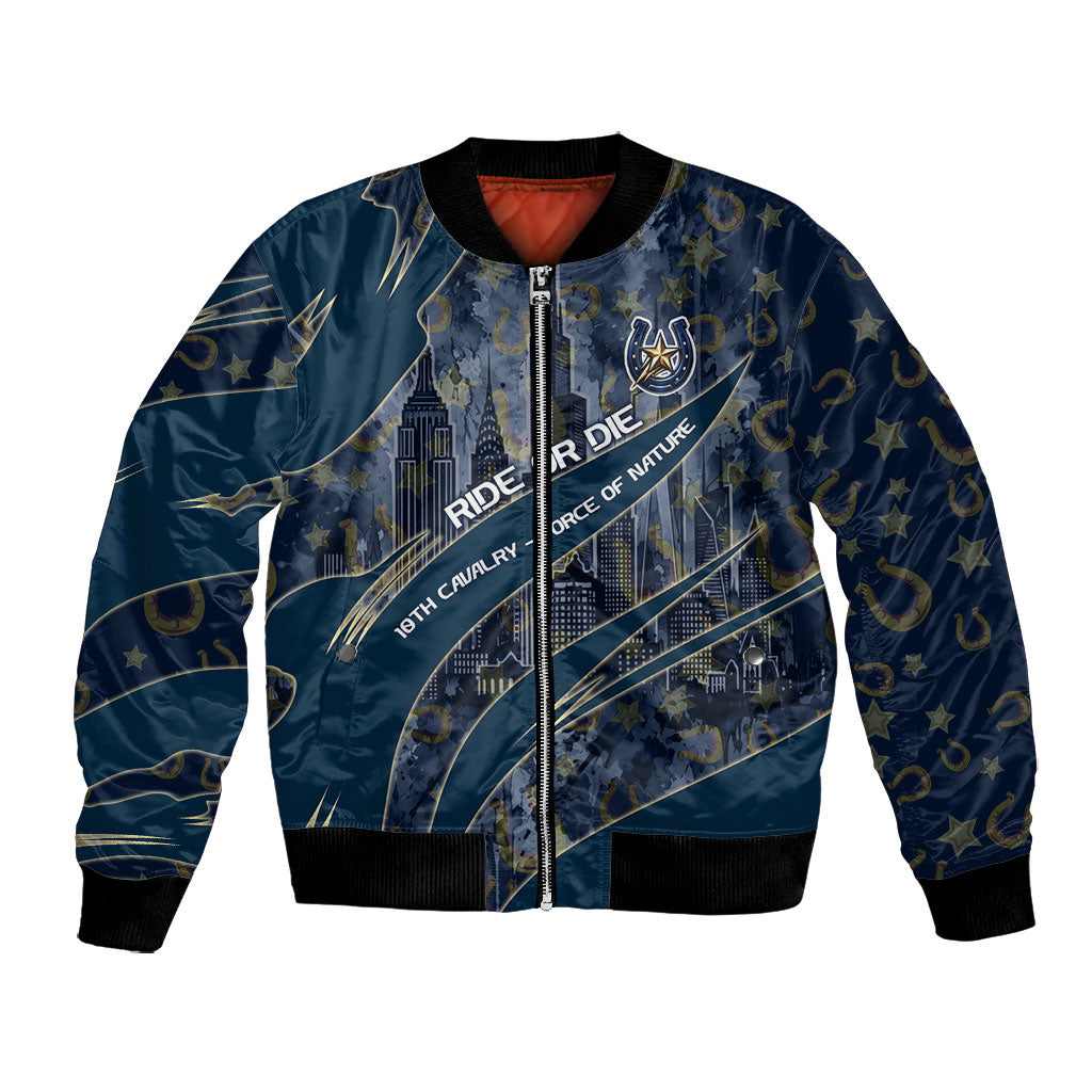 Buffalo Soldiers 10th Cavalry Regiment Ride Or Die Bomber Jacket Patriotic Military Heritage Distressed City Skyline Graphic Art