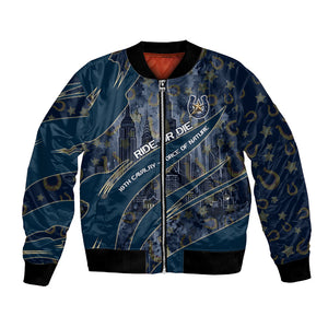 Buffalo Soldiers 10th Cavalry Regiment Ride Or Die Bomber Jacket Patriotic Military Heritage Distressed City Skyline Graphic Art