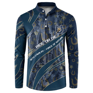 Buffalo Soldiers 10th Cavalry Regiment Ride Or Die Button Sweatshirt Patriotic Military Heritage Distressed City Skyline Graphic Art