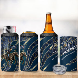 Buffalo Soldiers 10th Cavalry Regiment Ride Or Die 4 in 1 Can Cooler Tumbler Patriotic Military Heritage Distressed City Skyline Graphic Art