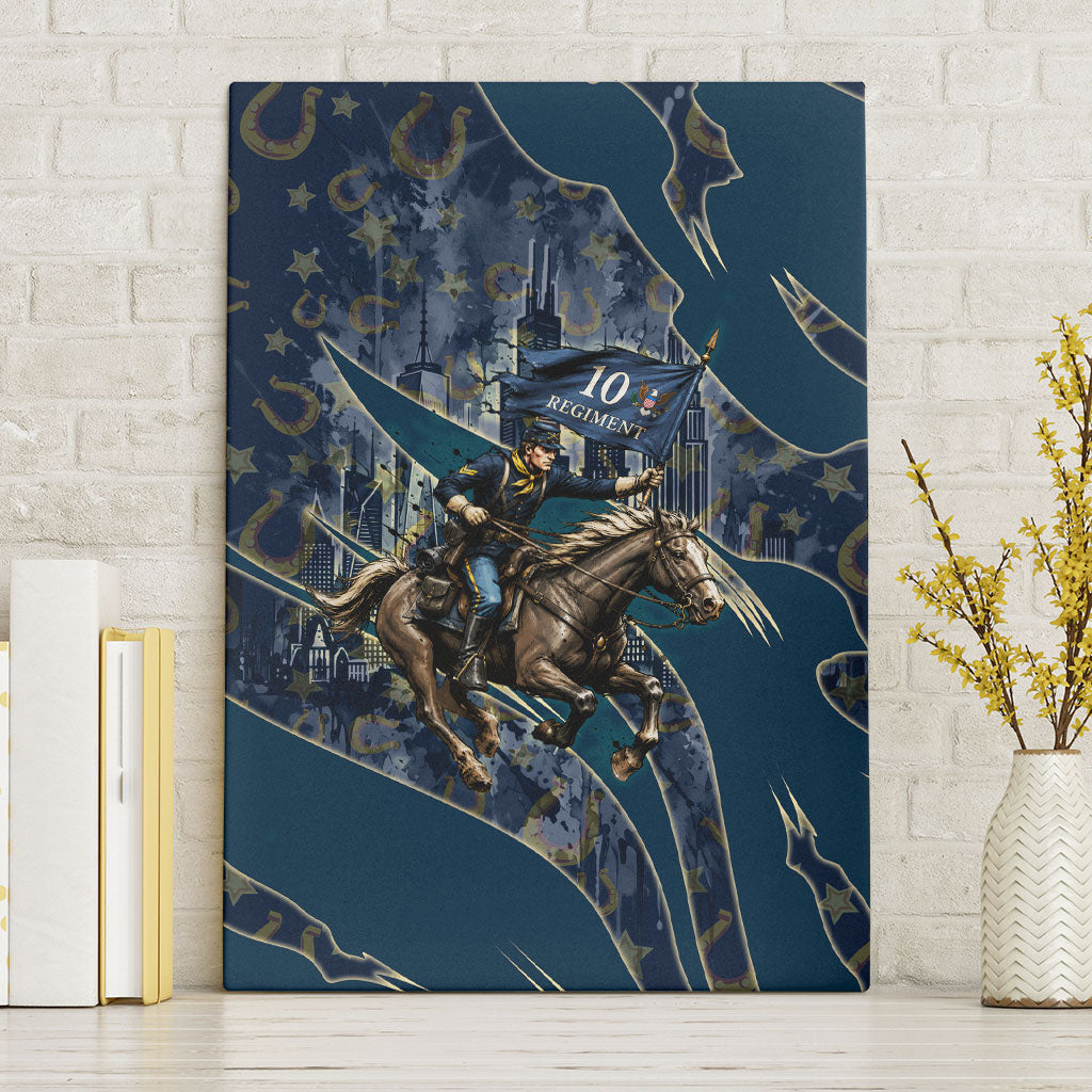 Buffalo Soldiers 10th Cavalry Regiment Ride Or Die Canvas Wall Art Patriotic Military Heritage Distressed City Skyline Graphic Art