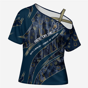 Buffalo Soldiers 10th Cavalry Regiment Ride Or Die Cross Shoulder Shirt Patriotic Military Heritage Distressed City Skyline Graphic Art