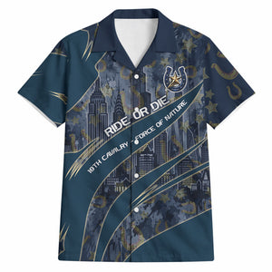 Buffalo Soldiers 10th Cavalry Regiment Ride Or Die Hawaiian Shirt Patriotic Military Heritage Distressed City Skyline Graphic Art