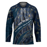 Buffalo Soldiers 10th Cavalry Regiment Ride Or Die Hockey Jersey Patriotic Military Heritage Distressed City Skyline Graphic Art