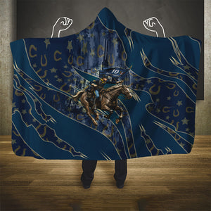 Buffalo Soldiers 10th Cavalry Regiment Ride Or Die Hooded Blanket Patriotic Military Heritage Distressed City Skyline Graphic Art