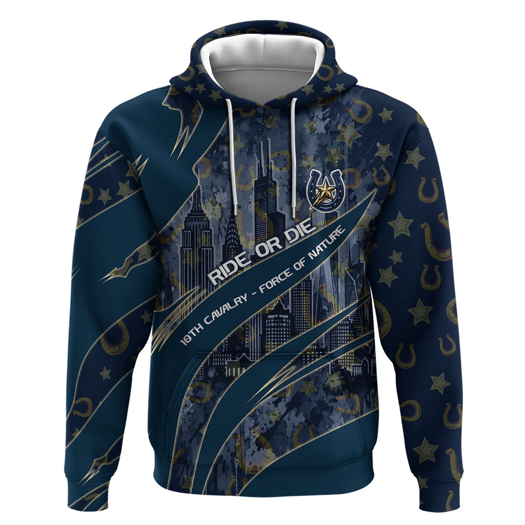Buffalo Soldiers 10th Cavalry Regiment Ride Or Die Hoodie Patriotic Military Heritage Distressed City Skyline Graphic Art