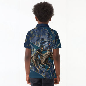 Buffalo Soldiers 10th Cavalry Regiment Ride Or Die Kid Polo Shirt Patriotic Military Heritage Distressed City Skyline Graphic Art