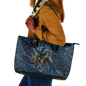Buffalo Soldiers 10th Cavalry Regiment Ride Or Die Leather Tote Bag Patriotic Military Heritage Distressed City Skyline Graphic Art