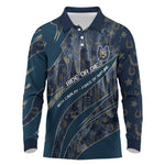 Buffalo Soldiers 10th Cavalry Regiment Ride Or Die Long Sleeve Polo Shirt Patriotic Military Heritage Distressed City Skyline Graphic Art