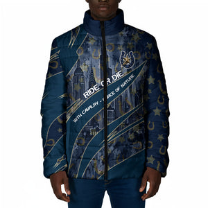 Buffalo Soldiers 10th Cavalry Regiment Ride Or Die Padded Jacket Patriotic Military Heritage Distressed City Skyline Graphic Art