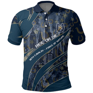 Buffalo Soldiers 10th Cavalry Regiment Ride Or Die Polo Shirt Patriotic Military Heritage Distressed City Skyline Graphic Art