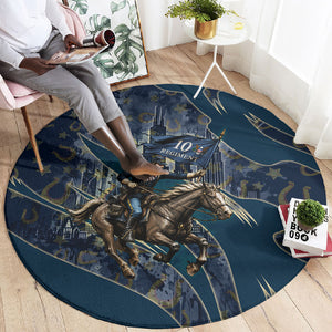 Buffalo Soldiers 10th Cavalry Regiment Ride Or Die Round Carpet Patriotic Military Heritage Distressed City Skyline Graphic Art
