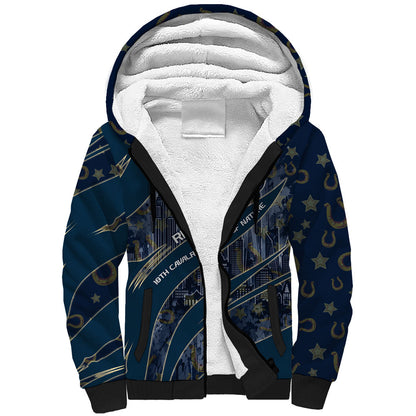 Buffalo Soldiers 10th Cavalry Regiment Ride Or Die Sherpa Hoodie Patriotic Military Heritage Distressed City Skyline Graphic Art