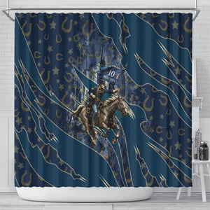 Buffalo Soldiers 10th Cavalry Regiment Ride Or Die Shower Curtain Patriotic Military Heritage Distressed City Skyline Graphic Art