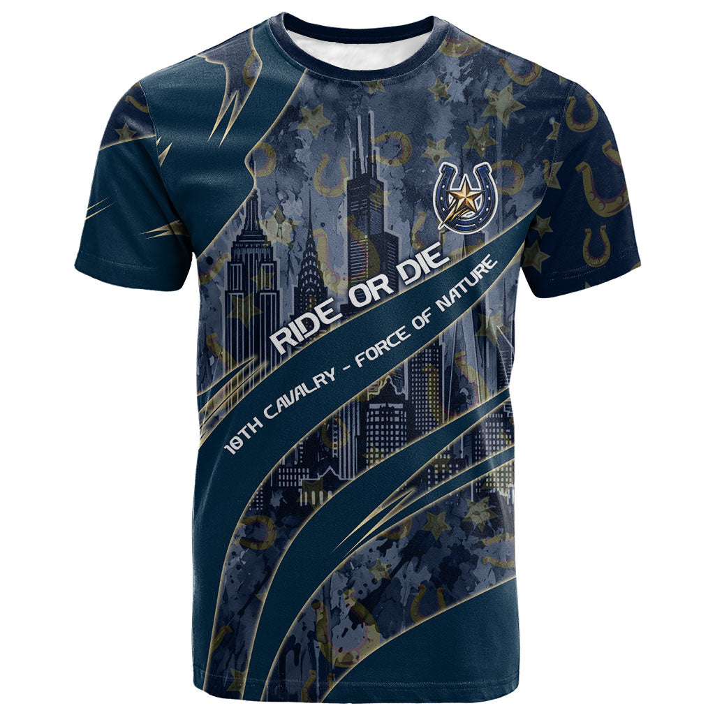 Buffalo Soldiers 10th Cavalry Regiment Ride Or Die T shirt Patriotic Military Heritage Distressed City Skyline Graphic Art