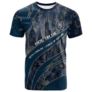 Buffalo Soldiers 10th Cavalry Regiment Ride Or Die T shirt Patriotic Military Heritage Distressed City Skyline Graphic Art
