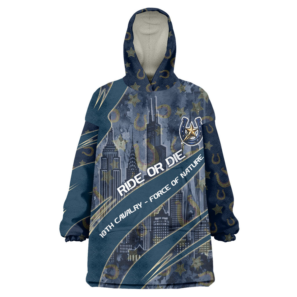 Buffalo Soldiers 10th Cavalry Regiment Ride Or Die Wearable Blanket Hoodie Patriotic Military Heritage Distressed City Skyline Graphic Art