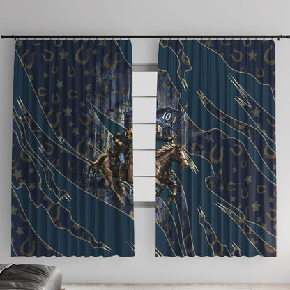 Buffalo Soldiers 10th Cavalry Regiment Ride Or Die Window Curtain Patriotic Military Heritage Distressed City Skyline Graphic Art