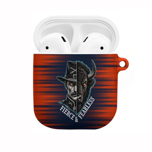 Buffalo Soldiers Fierce And Fearless Cavalry AirPods Case Half Face Soldier And Bison Halftone Graphic Art