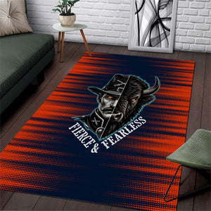 Buffalo Soldiers Fierce And Fearless Cavalry Area Rug Half Face Soldier And Bison Halftone Graphic Art