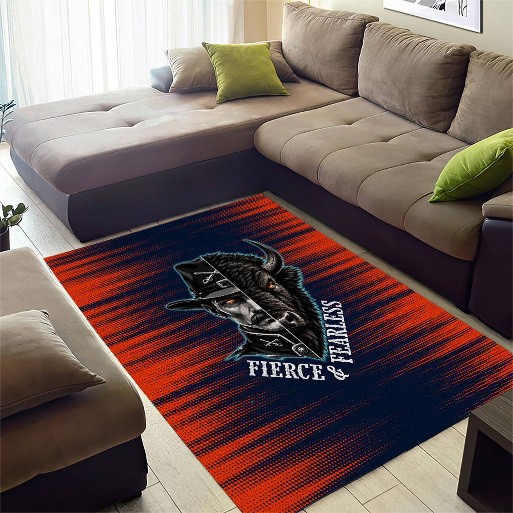 Buffalo Soldiers Fierce And Fearless Cavalry Area Rug Half Face Soldier And Bison Halftone Graphic Art