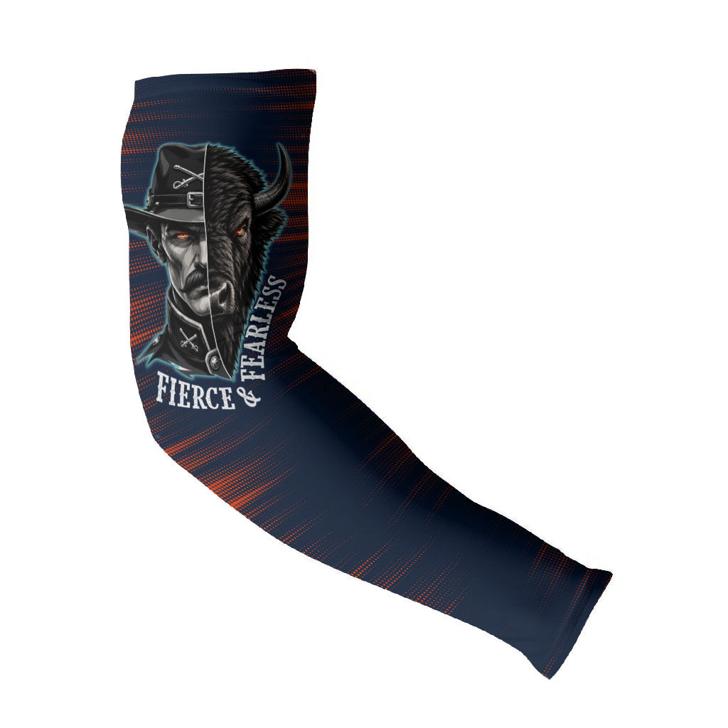Buffalo Soldiers Fierce And Fearless Cavalry Arm Sleeves Half Face Soldier And Bison Halftone Graphic Art