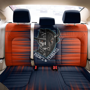 Buffalo Soldiers Fierce And Fearless Cavalry Back Car Seat Cover Half Face Soldier And Bison Halftone Graphic Art