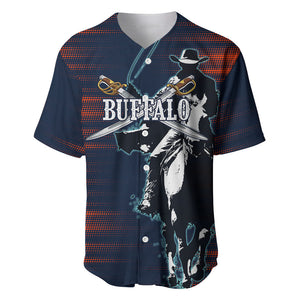 Buffalo Soldiers Fierce And Fearless Cavalry Baseball Jersey Half Face Soldier And Bison Halftone Graphic Art