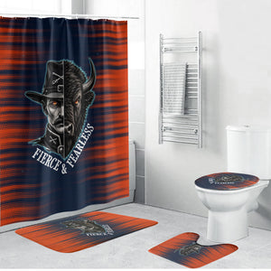 Buffalo Soldiers Fierce And Fearless Cavalry Bathroom Set Half Face Soldier And Bison Halftone Graphic Art