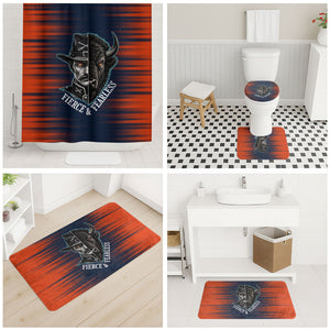 Buffalo Soldiers Fierce And Fearless Cavalry Bathroom Set Half Face Soldier And Bison Halftone Graphic Art