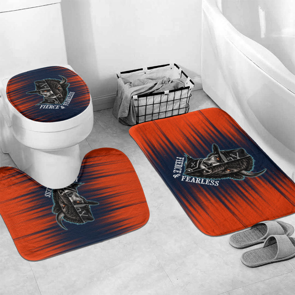 Buffalo Soldiers Fierce And Fearless Cavalry Bathroom Set Half Face Soldier And Bison Halftone Graphic Art