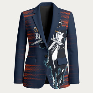 Buffalo Soldiers Fierce And Fearless Cavalry Blazer Half Face Soldier And Bison Halftone Graphic Art
