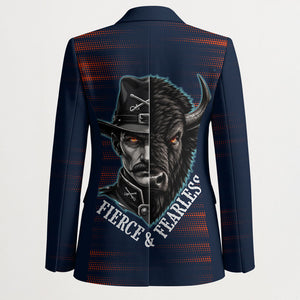 Buffalo Soldiers Fierce And Fearless Cavalry Blazer Half Face Soldier And Bison Halftone Graphic Art