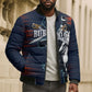 Buffalo Soldiers Fierce And Fearless Cavalry Bomber Puffer Jacket Half Face Soldier And Bison Halftone Graphic Art
