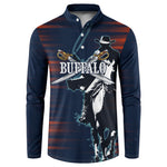 Buffalo Soldiers Fierce And Fearless Cavalry Button Sweatshirt Half Face Soldier And Bison Halftone Graphic Art