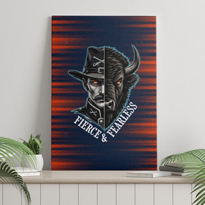 Buffalo Soldiers Fierce And Fearless Cavalry Canvas Wall Art Half Face Soldier And Bison Halftone Graphic Art