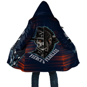 Buffalo Soldiers Fierce And Fearless Cavalry Cloak Half Face Soldier And Bison Halftone Graphic Art