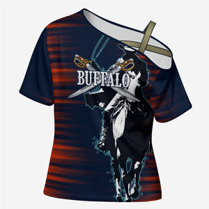 Buffalo Soldiers Fierce And Fearless Cavalry Cross Shoulder Shirt Half Face Soldier And Bison Halftone Graphic Art