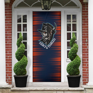 Buffalo Soldiers Fierce And Fearless Cavalry Door Cover Half Face Soldier And Bison Halftone Graphic Art