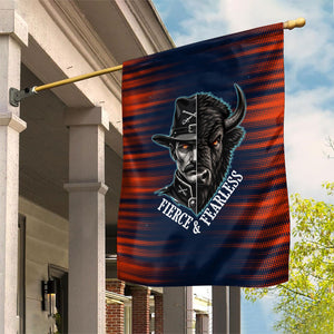 Buffalo Soldiers Fierce And Fearless Cavalry Garden Flag Half Face Soldier And Bison Halftone Graphic Art