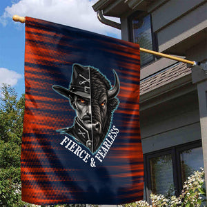 Buffalo Soldiers Fierce And Fearless Cavalry Garden Flag Half Face Soldier And Bison Halftone Graphic Art