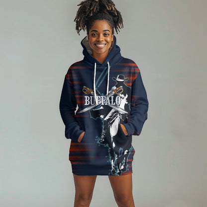 Buffalo Soldiers Fierce And Fearless Cavalry Hoodie Dress Half Face Soldier And Bison Halftone Graphic Art